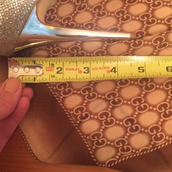 Michael Kors Platinum Glitter Peep Toe Heels - Picture 7 of 8